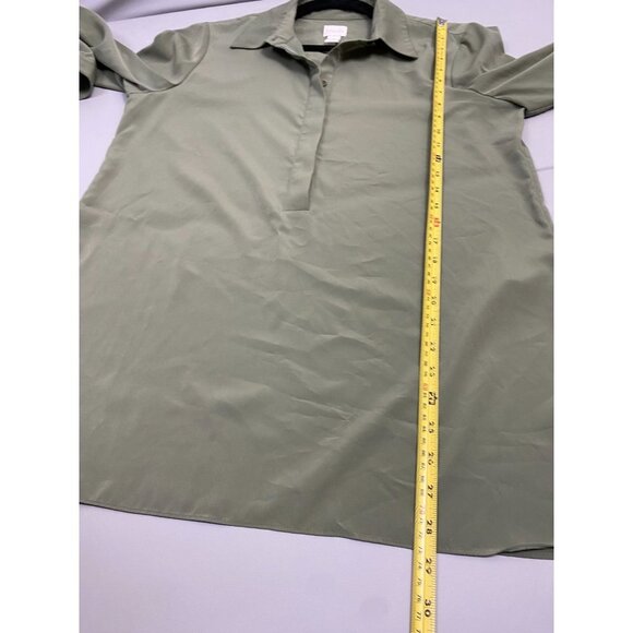 Chico's Green Tunic top Womens size Medium Career office Flowy solid Long Sleeve - Picture 8 of 12